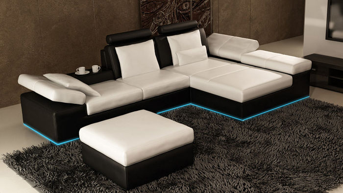 Ledersofa Sofa mit USB Wohnlandschaft Ecksofa Garnitur Design Modern Sofa K5014C