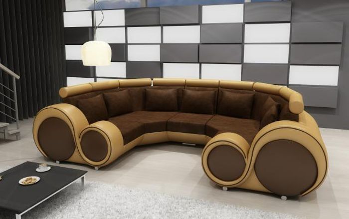 WOHNLANDSCHAFT TEXTIL COUCH MIKROFASER POLSTERGARNITUR XXL NEU DESIGNER SOFA