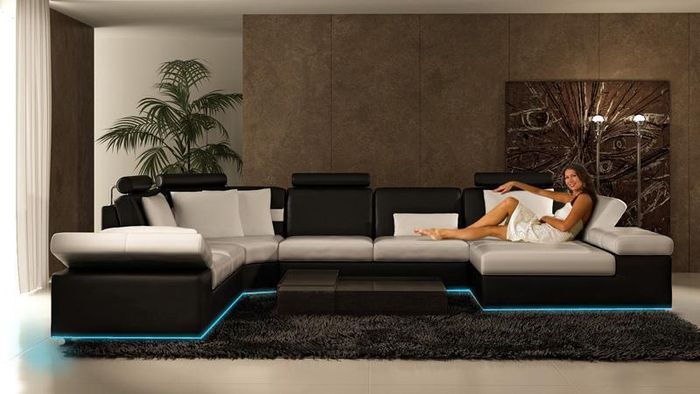 Ledersofa Sofa Couch Wohnlandschaft Ecksofa Garnitur Design Modern Sofa K5014