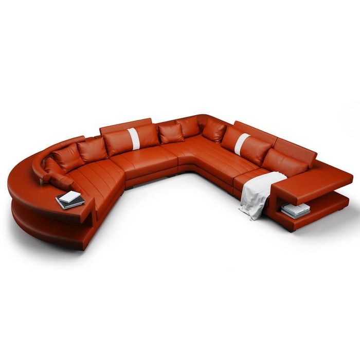 Wohnlandschaft Designer Sofa Couch Big Polster Leder Sofas Ecke Sitz Rundsofa