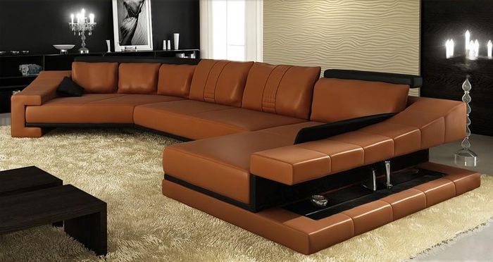 Ledersofa Wohnlandschaft XXL Ecksofa Bigsofa Couch Garnitur Designersofa PHM105