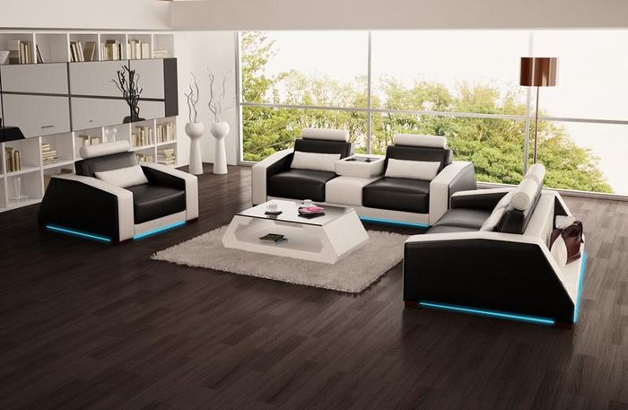 Ledersofa Couch Sofagarnitur Neu 3+2+1 Sitzer Garnitur Design Modern Sofa R7001