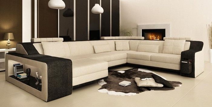 Moderne Wohnlandschaft Polster Ecksofa Sofa Couch Eck Garnitur Textil Sofas Neu