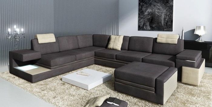 Wohnlandschaft XXL Ecksofa Polster Eck Ecke Sitz Garnitur Sofas Couchen Textil