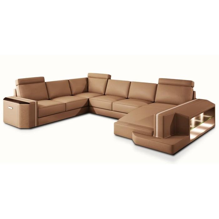 Wohnlandschaft Ecksofa Couch Ledersofa Sofa Polster Sitz Eck Garnitur Carlington