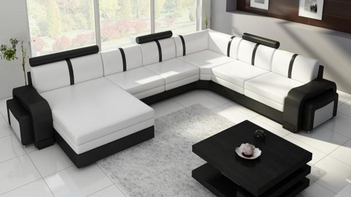 Ecksofa Eckcouch NEU Wohnlandschaft Sofa Polster Ledersofa - BREITS AKTIV -