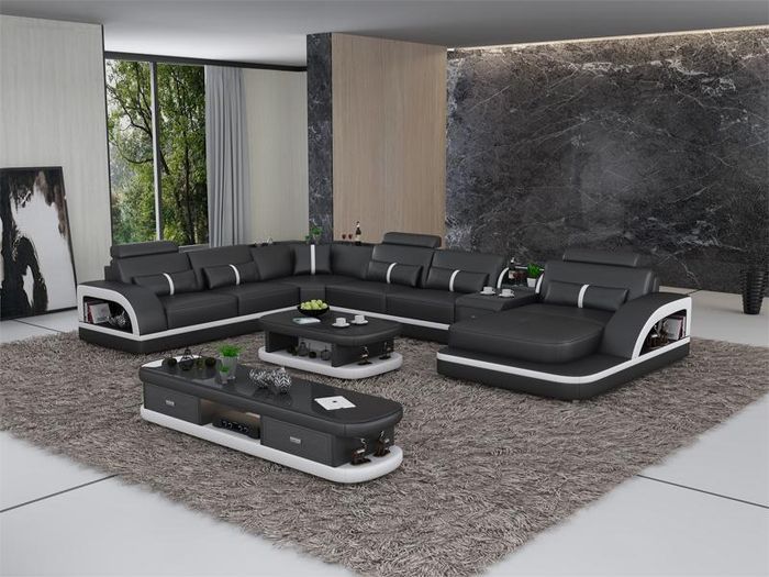 XXL Wohnlandschaft Ecksofa Polster Eckcouch Sofa Polster Sitz Ecke Eckgarnitur