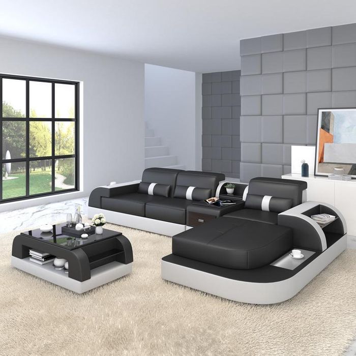 Desing Ecksofa Sofa Couch Eckgarnitur Leder Eck L Form Wohnlandschaft Polster