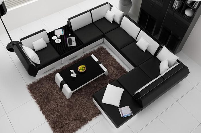 Ledersofa mit USB,Couch Sofagarnitur Neu Ecksofa Eck Garnitur Design Modern Sofa