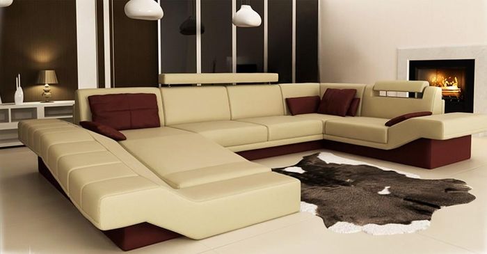 Wohnlandschaft Designer Sofa Couch Big Polster Leder Sofas mit USB Eck Sitz Neu