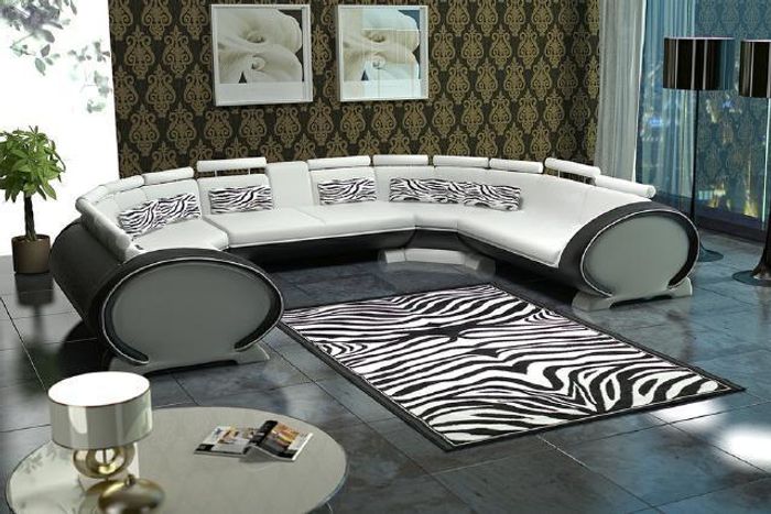 U förmige Couch Sitzpolster Ecke Leder Ecksofa Moderne Designer Couchen + USB