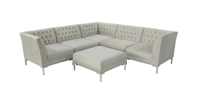 Ecksofa Hocker Grau xxl Big Textill Stoff Chesterfield Sofas Garnitur Möbel Neu