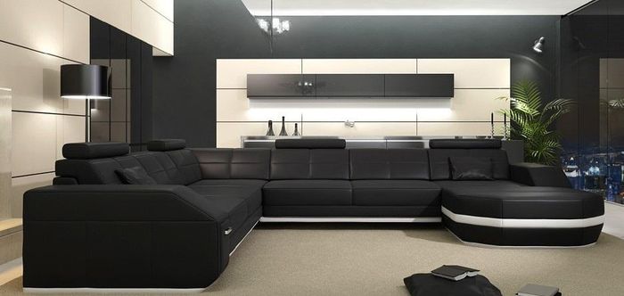 Ledersofa Ecksofa Wohnlandschaft Ecksofa Eckcouch Polster Sitz Ecke Neu USB+LED
