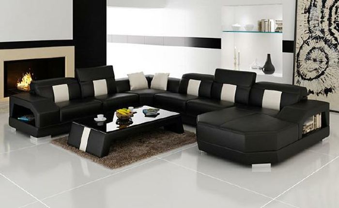 Ecksofa Polster Designer Sofa Couch Modernde Sofas U Form Leder +USB Eckgarnitur