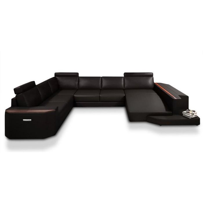 Wohnlandschaft Ledersofa Ecksofa mit USB Sofa Couch Polster Sitz Eck Garnitur