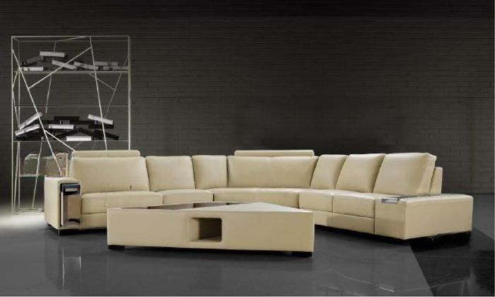 Ledersofa Ecksofa Sofa mit USB,Design Sitz Polster Garnitur Wohnlandschaft 2348