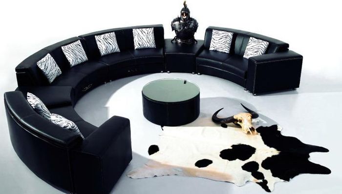 Rundsofa mit USB Couch Große XXL Wohnlandschaft Ecksofa Rund Sofa Eck Polster