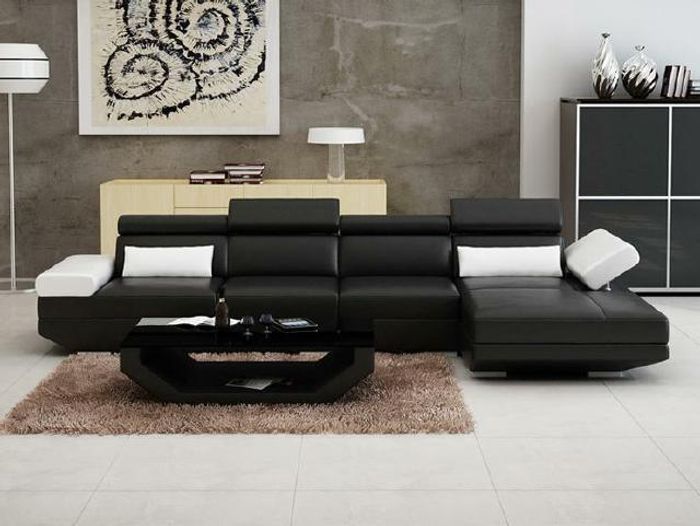 Wohnlandschaft Polster Ecke Eck Sofa mit USB Garnitur Landschaft Leder - AlfredC