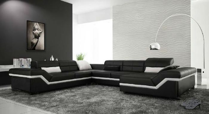 Ledersofa XXL mit USB Wohnlandschaft Ecksofa Design Sofa Couch Garnitur Eckcouch