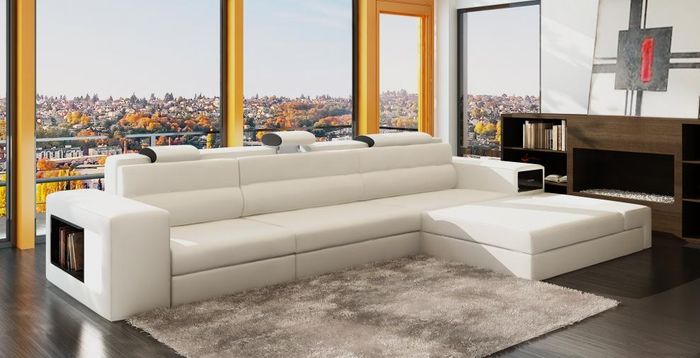 Designsofa Sofa mit USB Polster Ecksofa Garnitur Wohnlandschaft Ledersofa Couch