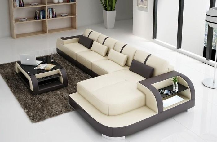 Ecksofa Sofa + USB Polster Wohnlandschaft Polsterecke Designsofa Ledersofa Neu