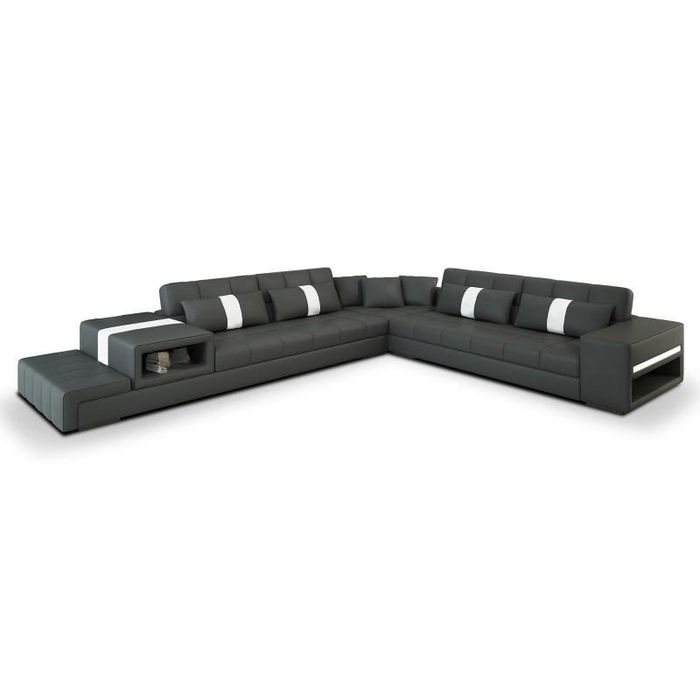 Modern Ecksofa LED USB Polster Leder Design Sofa Garnitur Wohnlandschaft Sofa