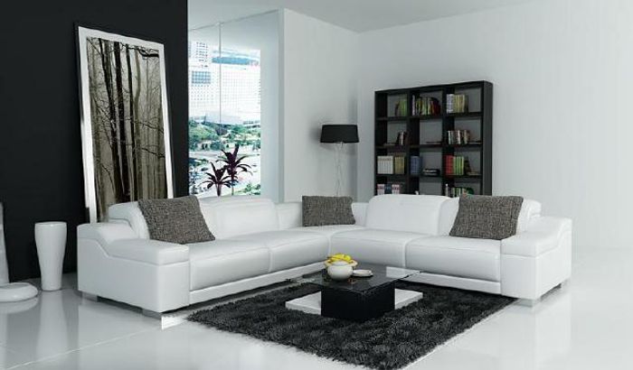 Wohnlandschaft Polster Ecke Eck Sofa mit USB Garnitur Landschaft Leder 2711D