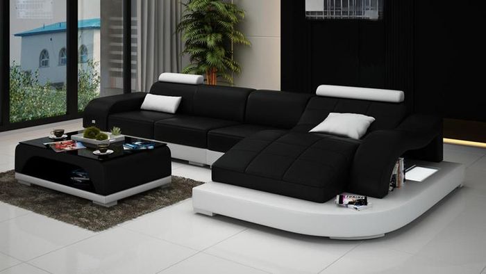 Wohnlandschaft Ecksofa Sofa mit USB Ledersofa Designersofa Sitz Polster Neu 3375