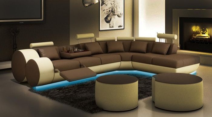 LEDERSOFA SOFA + USB LEDERECKSOFA GARNITUR XXL WOHNLANDSCHAFT ECKSOFA NEU COUCH