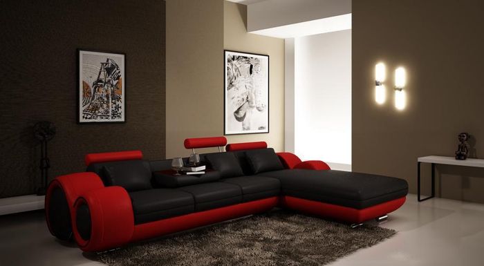 Patentiertes Design Ecksofa Sofa + USB,Polster Leder Ecke Wohnlandschaft BERLIN