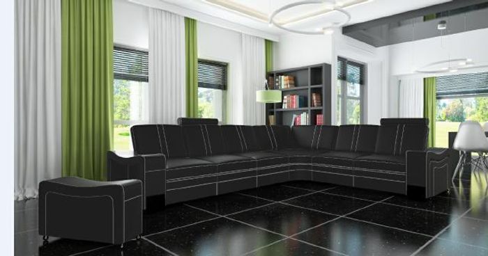 LEDER ECKCOUCH GARNITUR Massanfertigung USB LEDERSOFA XXL WOHNLANDSCHAFT Neu