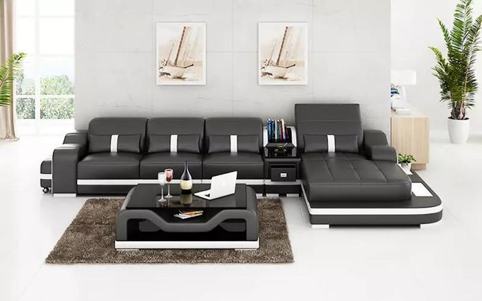 Design Eckcouch Ledercouch Wohnzimmer Sofa Polster Couchen Sofas Ledergarnitur