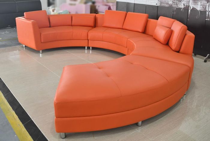 Ledersofa Sofa Modernes Polster Leder Runde Wohnlandschaft Ecksofa Runde Couch