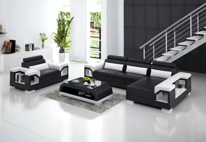 Leder Moderne Couch Wohnlandschaft Ledersofa Sofagarnitur Sofa L Form Couchtisch