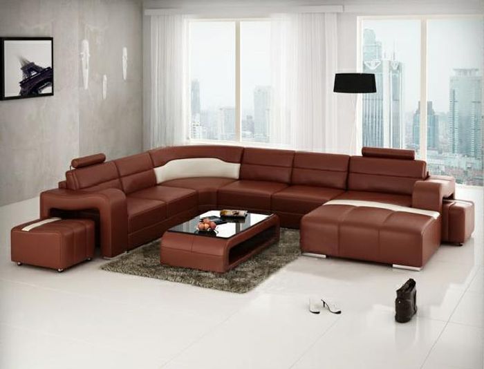 Wohnlandschaft Couch Polster Eck Garnitur Designer Ledersofa Big Sofa Neu PISA