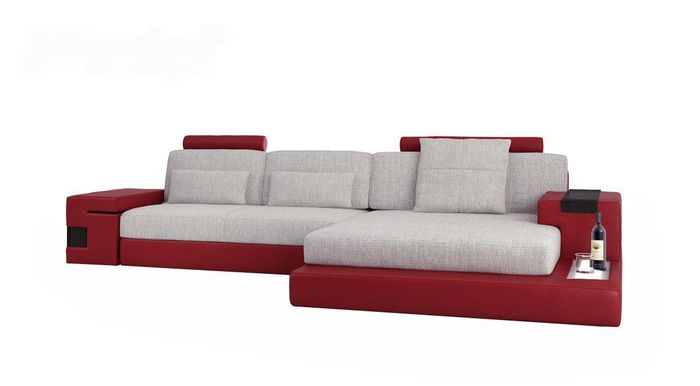 Grau L-Form Sofa Couch Polster Möbel Wohnzimmer Design Ecke Leder modern Sofas