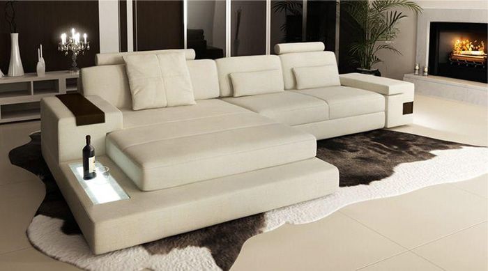 Design Couch Polster Textil Leder Eck Stoff Ecksofa L Form Sofa Couch