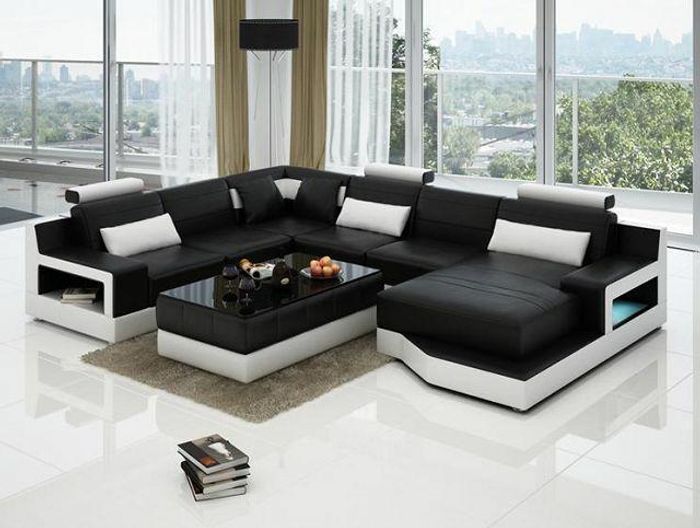 Ledersofa Ecksofa Design Couch Garnitur Wohnlandschaft Eck Sitz Polster Ulm Neu