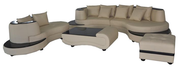 Luxus Wohn Eck Leder Garnitur Landschaft Polster XXL Big Sofa U Form Ecke Couch