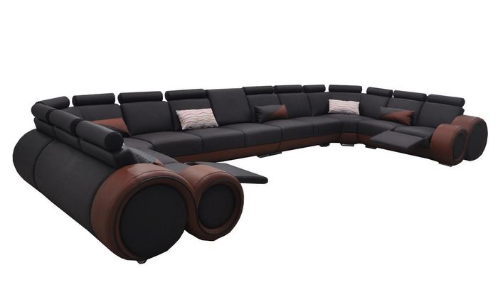 XXL Couch Big Eck Sofa Leder Eck Garnitur Ecke Landschaft Polster Wohn U Form