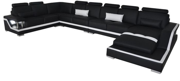 Ledersofa Wohnlandschaft Eck Garnitur Design Modern Sofa U-Form +Chaise L6002