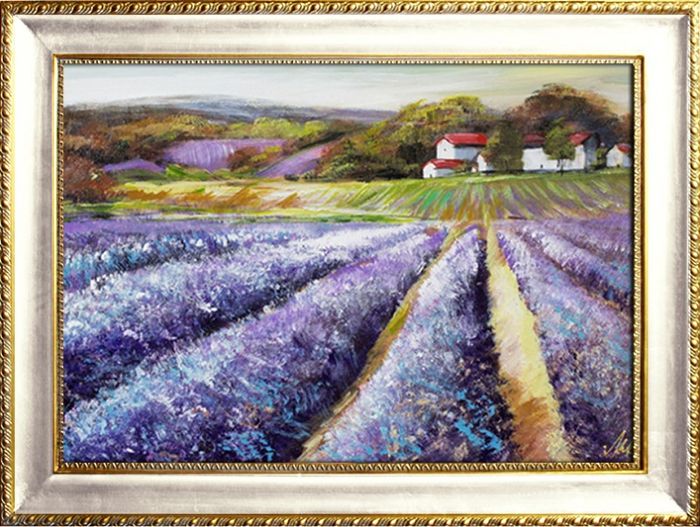 Lavendel Blumen Pflanzen Bild Bilder Gemälde Ölbilder Ölbild Mit Rahmen G93954