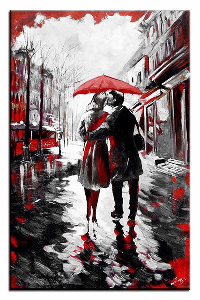 Spaziergang Paar Liebe Echte Handarbeit Rahmen Öl Gemälde Bild Bilder G94741