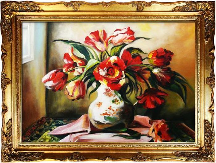 Tulpen Blumen Ölgemälde Bild Bilder Gemälde Ölbilder Ölbild Mit Rahmen G00109