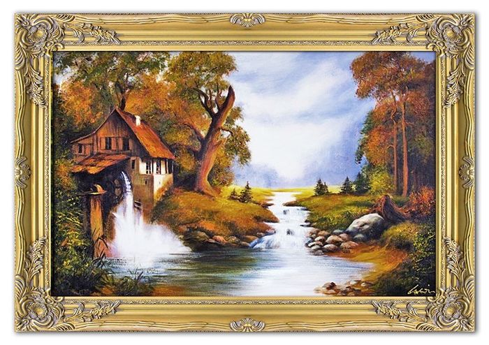 Landschaft Barock Gemälde Handarbeit Ölbild Bild Ölbilder Rahmen Bilder G00612
