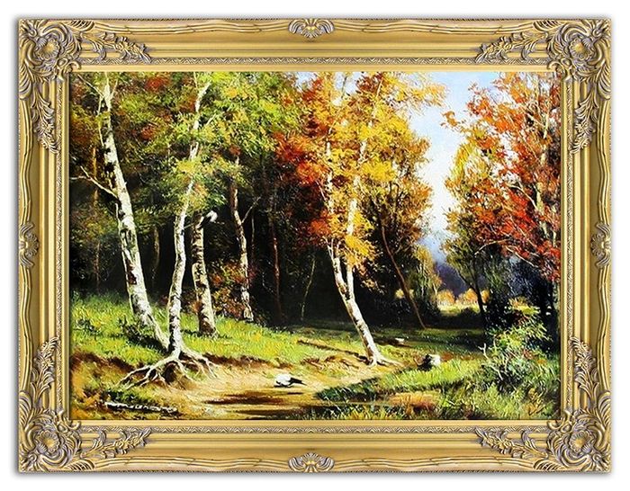 Gemälde Wald Handarbeit Ölbild Bild Ölbilder Rahmen Bilder Landschaft G03199
