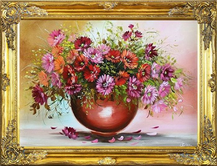 Flieder Blumen Ölgemälde Bild Bilder Gemälde Ölbilder Ölbild Mit Rahmen - G06361