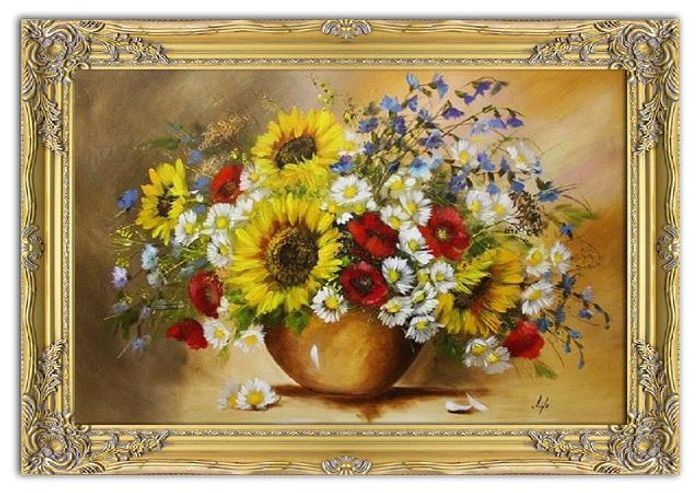 Sonnenblumen - Blumen Pflanzen Bilder Gemälde Ölbilder Ölbild Mit Rahmen G06407