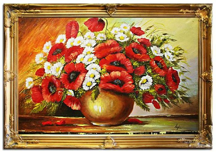Ölgemälde Blumen Bild Bilder Gemälde Ölbilder Ölbild Bilderrahmen Rahmen G06409
