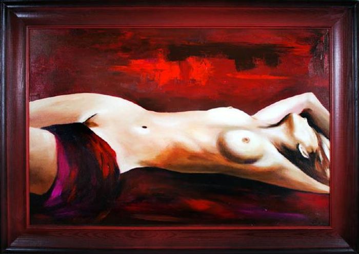 AKT BILD ÖL EROTIK ÖLBILD ÖLGEMÄLDE GEMÄLDE MIT RAHMEN 75X105CM – G16488